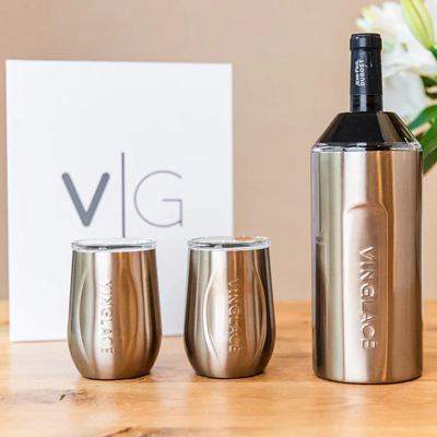 VINGLACE<sup>&reg;</sup> Champagne Gift Set - Copper - Our most popular Original comes with (2) Champagne Flutes, making it the perfect set.  Sip your champagne and toast to the good times while enjoying it chilled to the last drop.